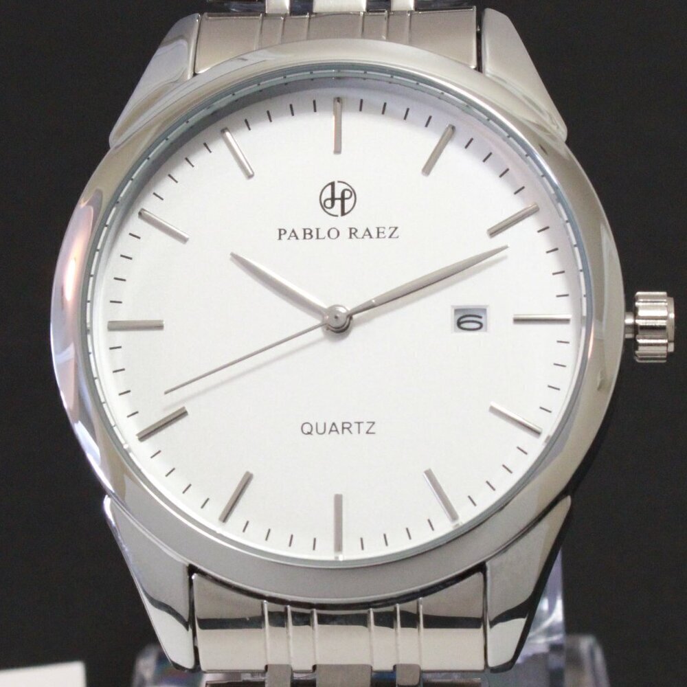 Men's Casual Fashion Watch Silver Tone Butterfly Clasp 40mm - Picture 9 of 13